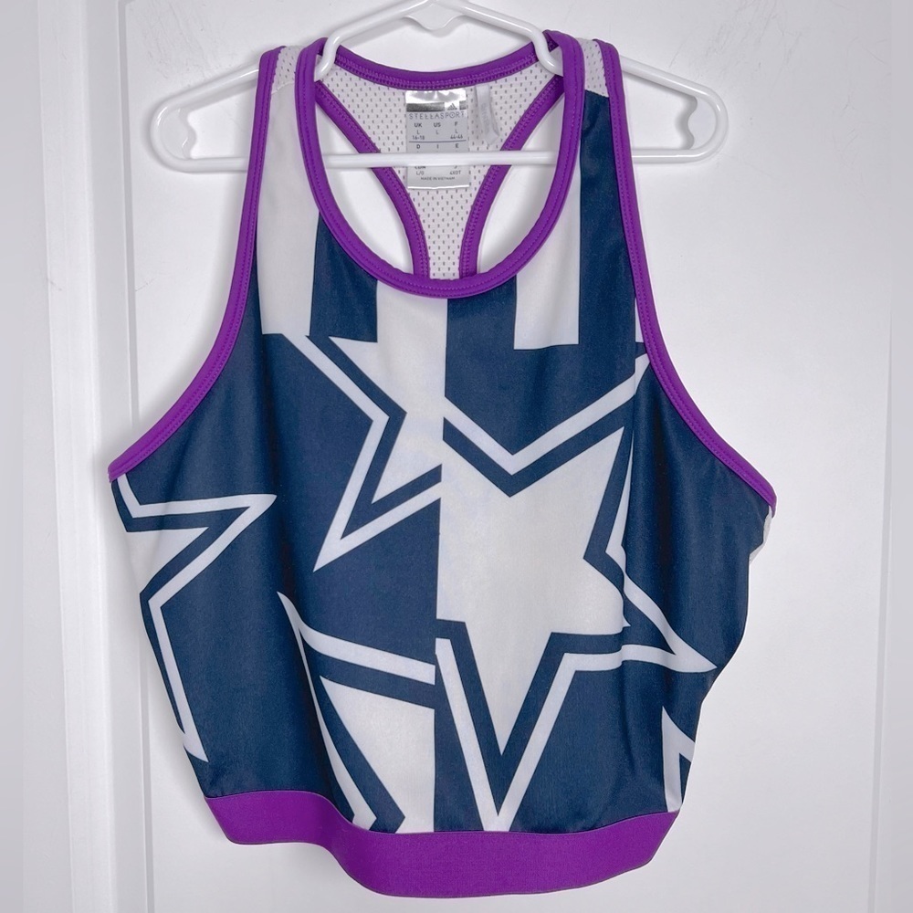 Adidas by Stella McCartney Stellasport Star‎ Print Longline Sports Bra Crop Top